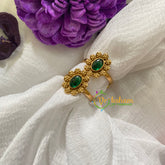 Premium AD Stone Toe Rings -Oval Green-G7617